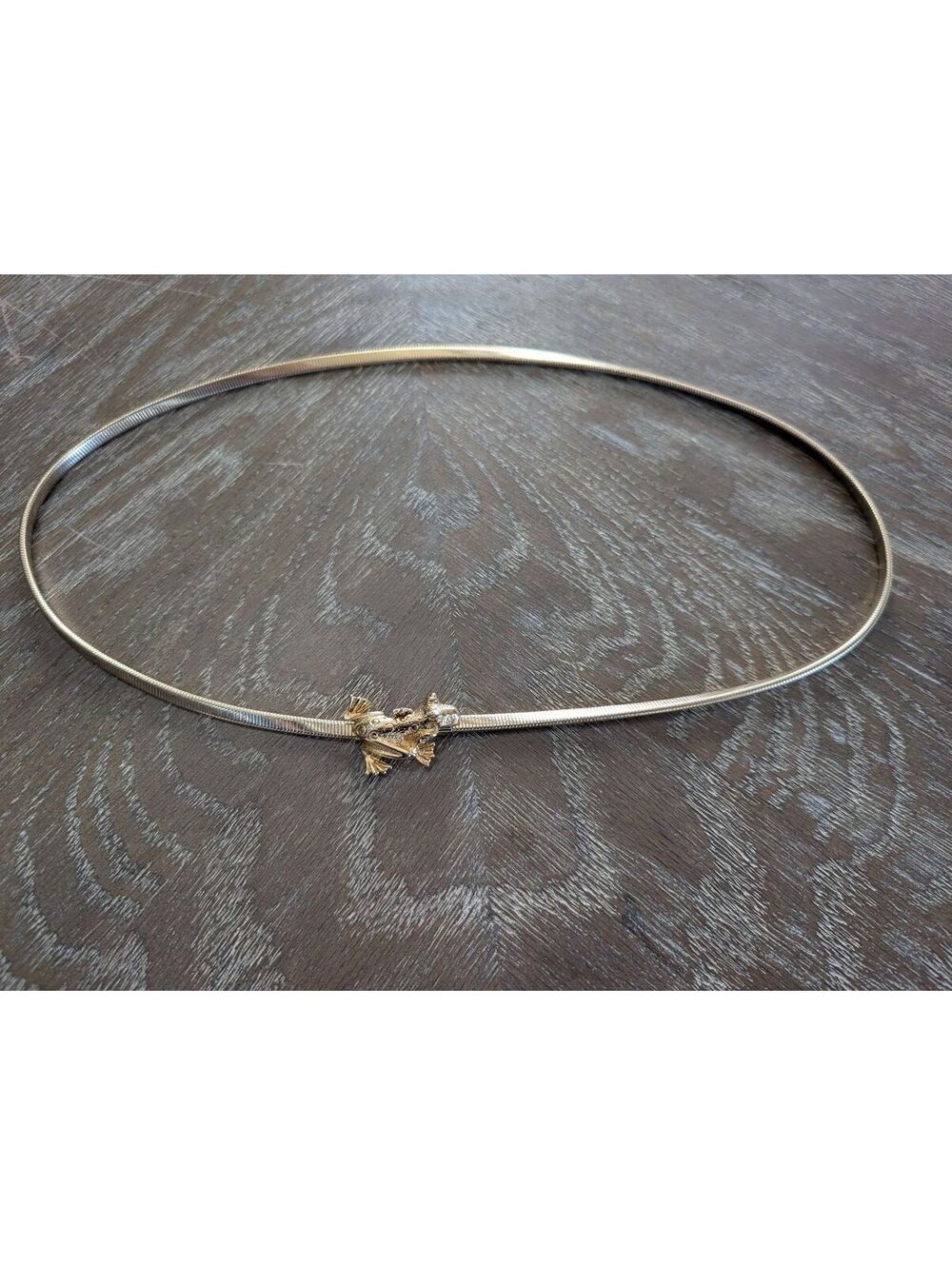 Vintage 1970s Gold Tone Elastic Metal Belt – Whimsical Frog Buckle